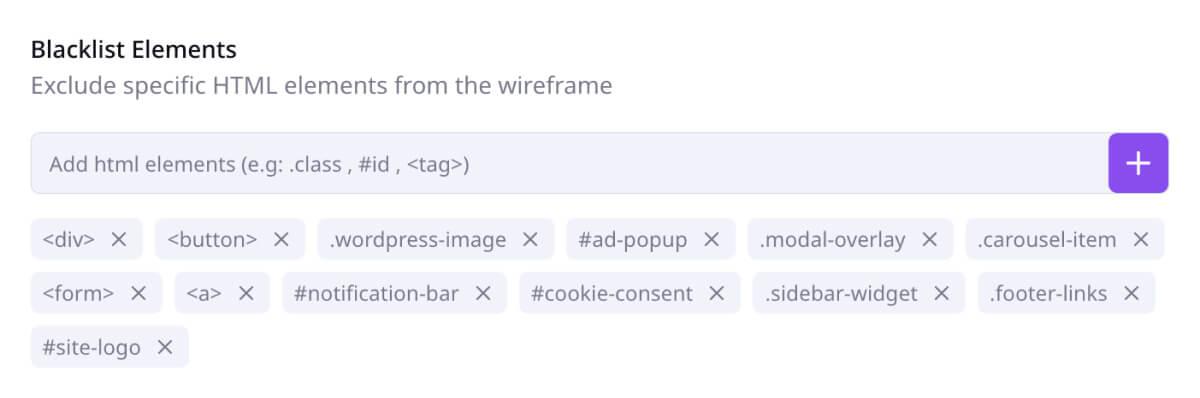 Utilizing blacklist feature to refine wireframes