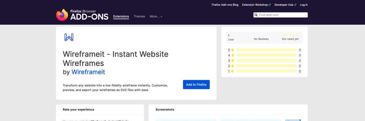 Installing the Wireframeit extension on Mozilla Firefox