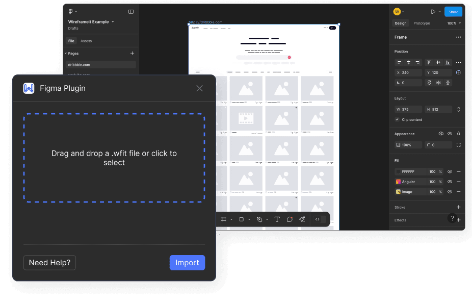 Import Straight To Figma by Using Wireframeit's Native Figma Plugin.