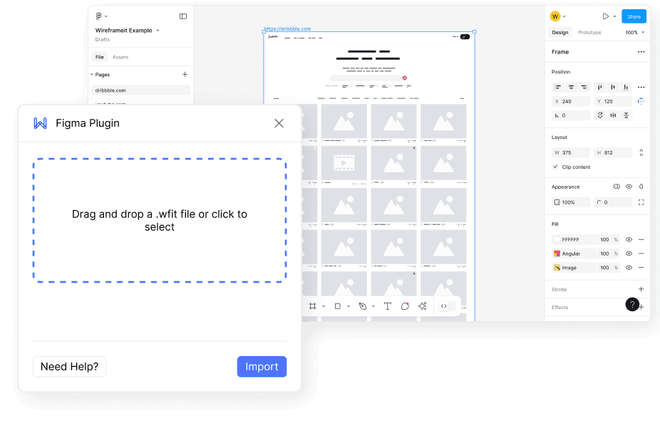 Import Straight To Figma by Using Wireframeit's Native Figma Plugin.